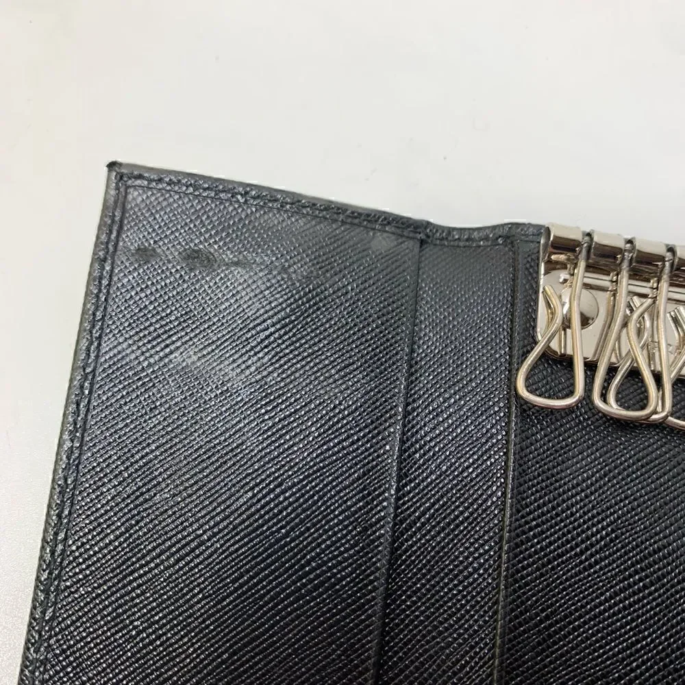 Authentic Prada Saffiano Leather 6 Key Wallet Black